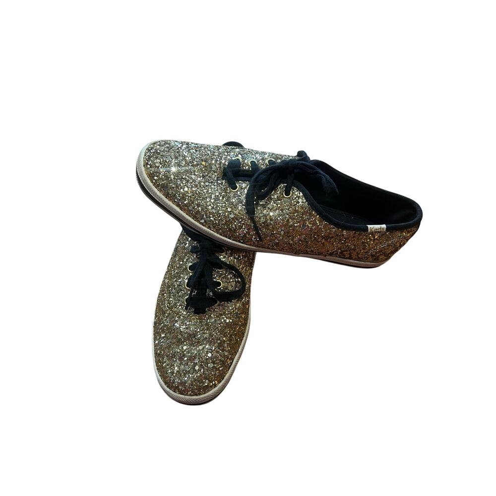Kate Spade x Keds Champion Gold Glitter Sneakers Black Trim | Size 7 - Picture 1 of 10